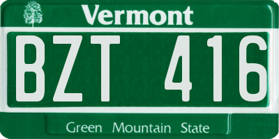 VT license plate BZT416