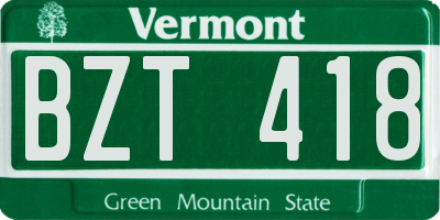 VT license plate BZT418