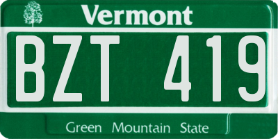 VT license plate BZT419