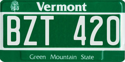 VT license plate BZT420