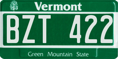 VT license plate BZT422