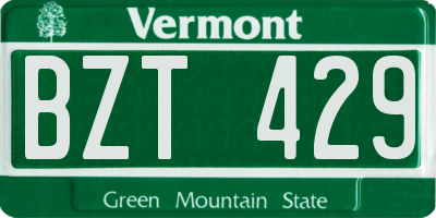 VT license plate BZT429