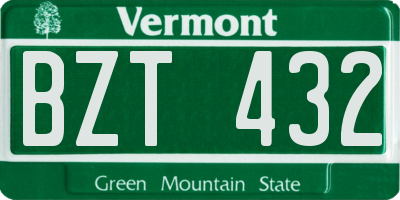 VT license plate BZT432