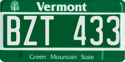 VT license plate BZT433