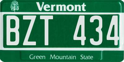 VT license plate BZT434