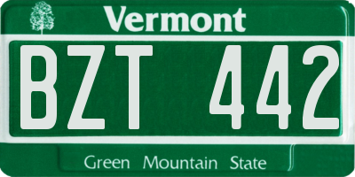 VT license plate BZT442