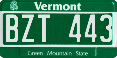 VT license plate BZT443