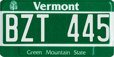 VT license plate BZT445