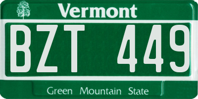 VT license plate BZT449