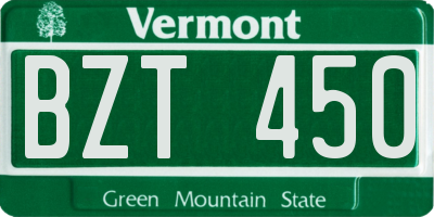 VT license plate BZT450