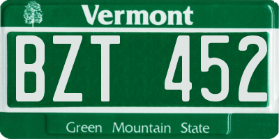 VT license plate BZT452