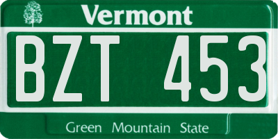 VT license plate BZT453