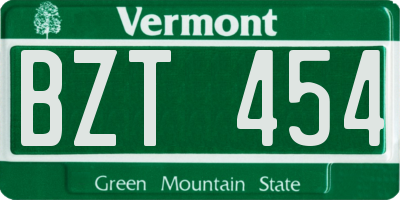 VT license plate BZT454