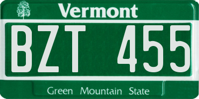 VT license plate BZT455