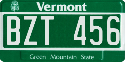 VT license plate BZT456