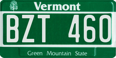 VT license plate BZT460