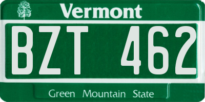 VT license plate BZT462