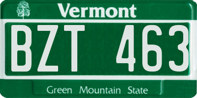 VT license plate BZT463