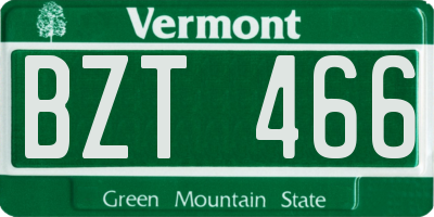 VT license plate BZT466