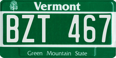 VT license plate BZT467