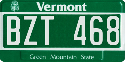 VT license plate BZT468