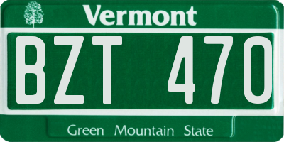 VT license plate BZT470
