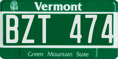 VT license plate BZT474