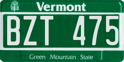 VT license plate BZT475