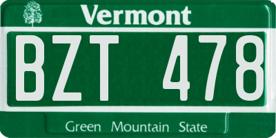 VT license plate BZT478