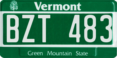 VT license plate BZT483