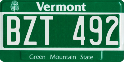 VT license plate BZT492