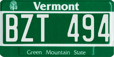 VT license plate BZT494