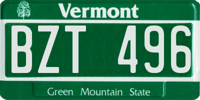 VT license plate BZT496