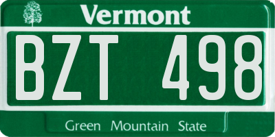 VT license plate BZT498