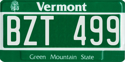 VT license plate BZT499