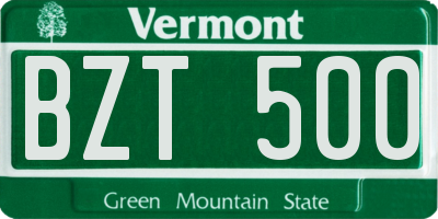 VT license plate BZT500