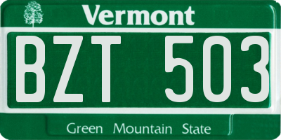 VT license plate BZT503