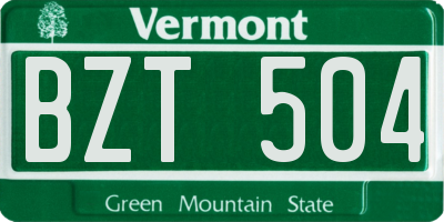 VT license plate BZT504
