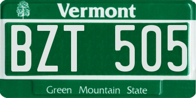 VT license plate BZT505