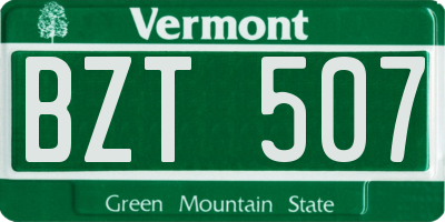 VT license plate BZT507