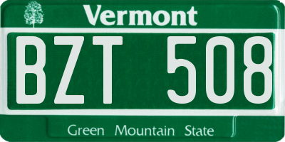 VT license plate BZT508