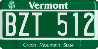 VT license plate BZT512