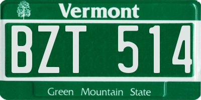 VT license plate BZT514