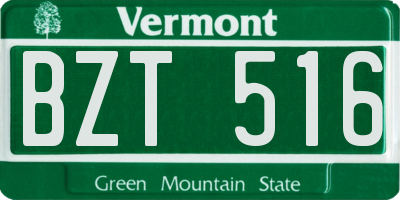 VT license plate BZT516