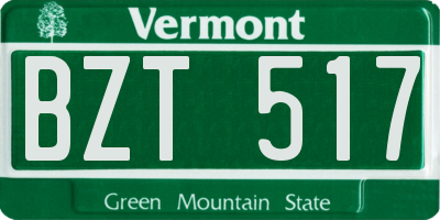 VT license plate BZT517