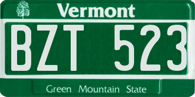 VT license plate BZT523