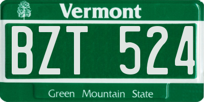 VT license plate BZT524