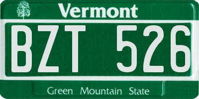 VT license plate BZT526