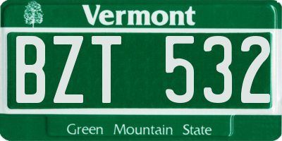 VT license plate BZT532