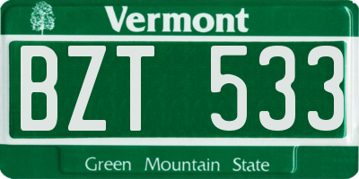 VT license plate BZT533